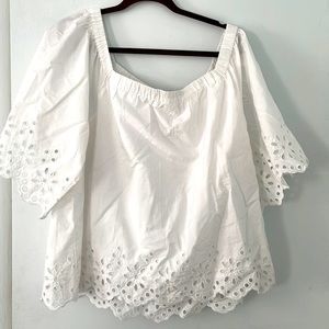 White off the shoulder eyelet top